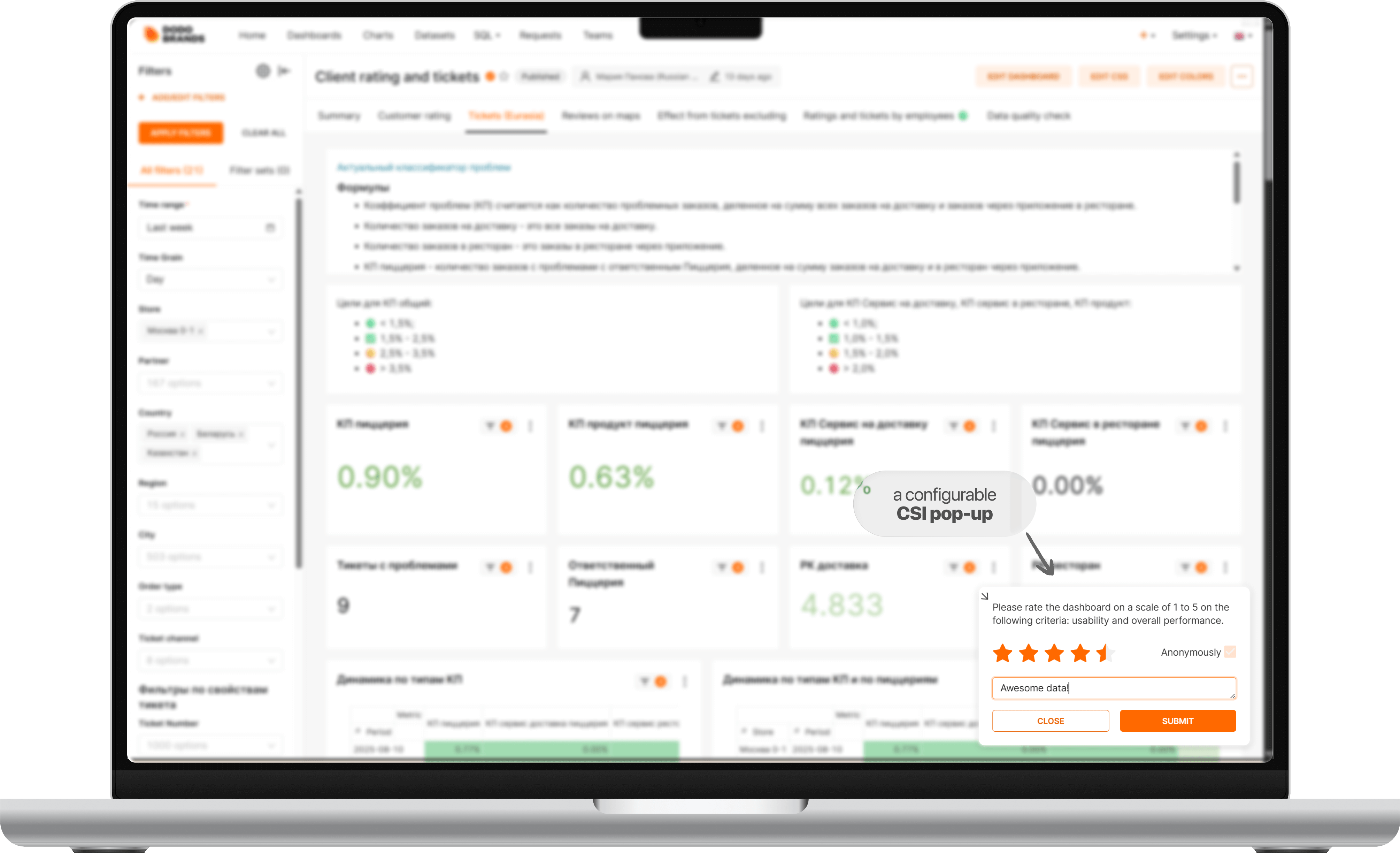 Capture dashboard rating