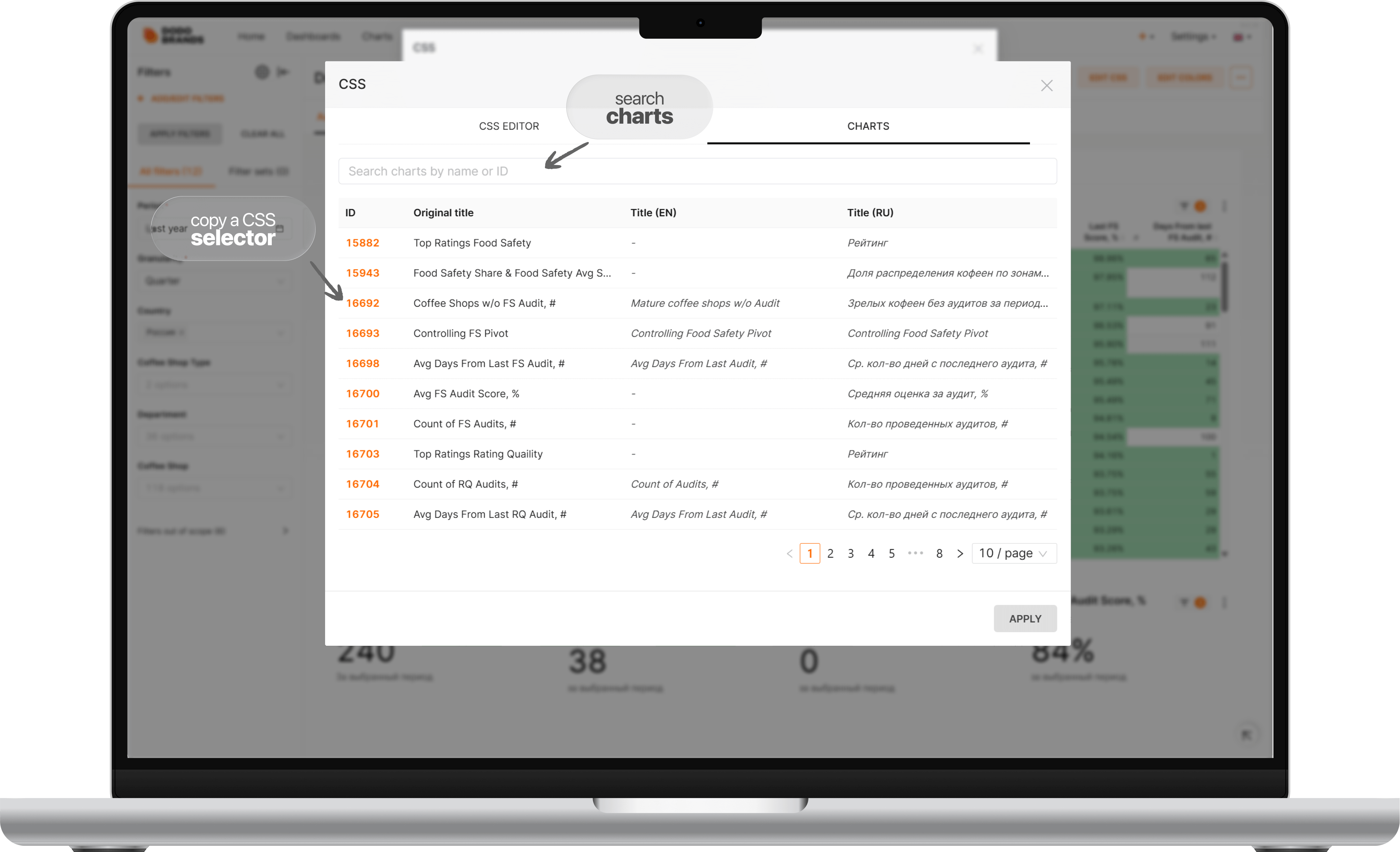 Style Your Dashboards: Target charts with one click
