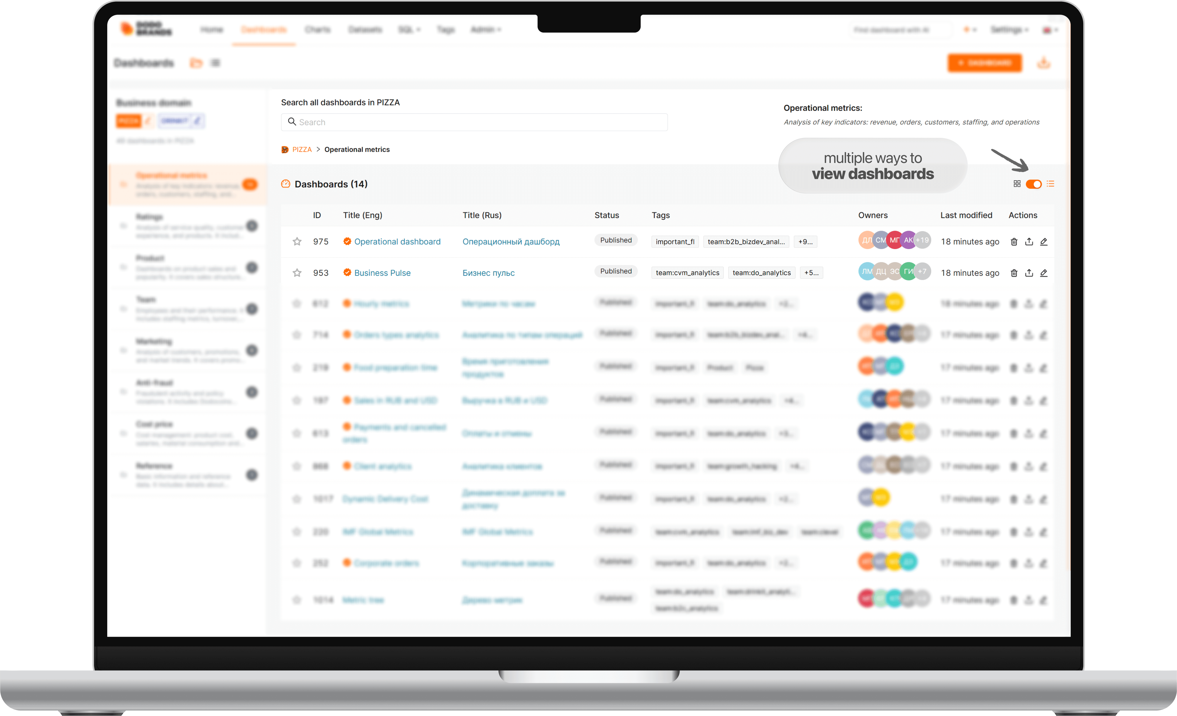 Browse in grid or table mode